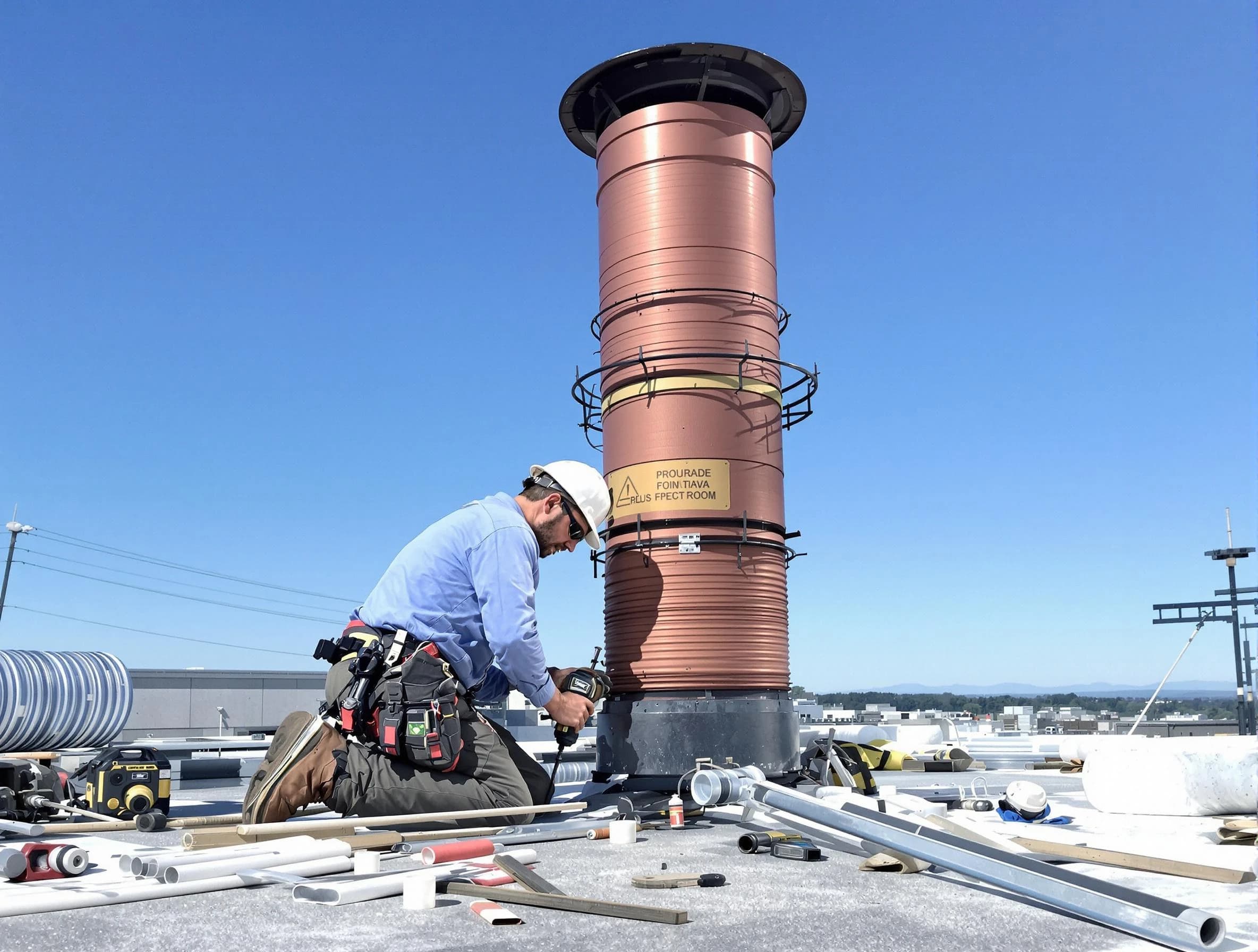 Installed chimney liner by Newton Chimney Sweep in Newton, MA
