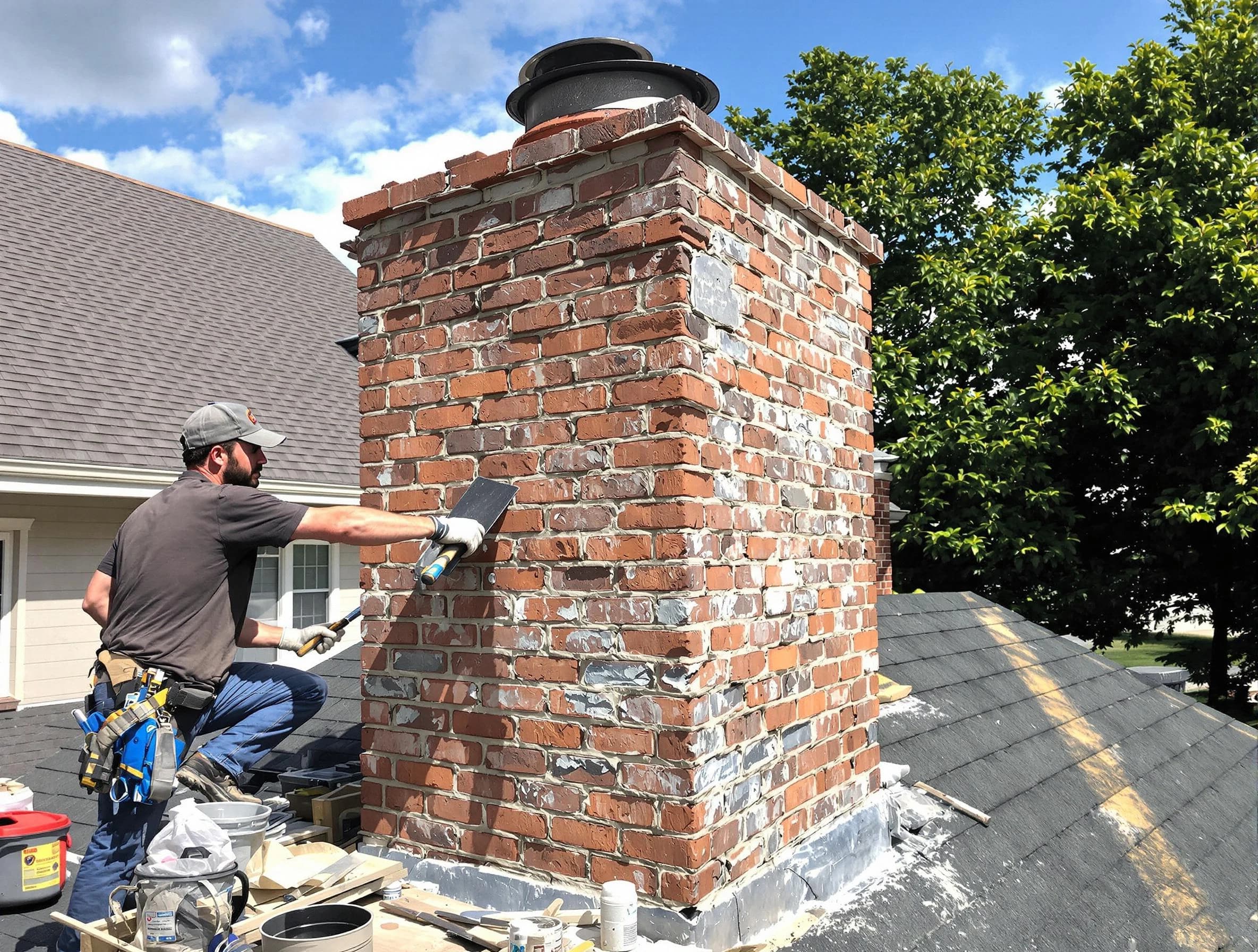 Completed chimney rebuild by Newton Chimney Sweep in Newton, MA