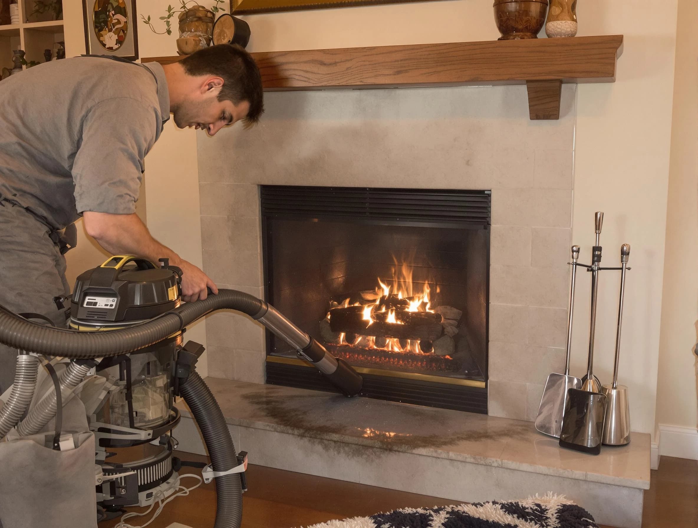 Routine fireplace upkeep by Newton Chimney Sweep in Newton, MA