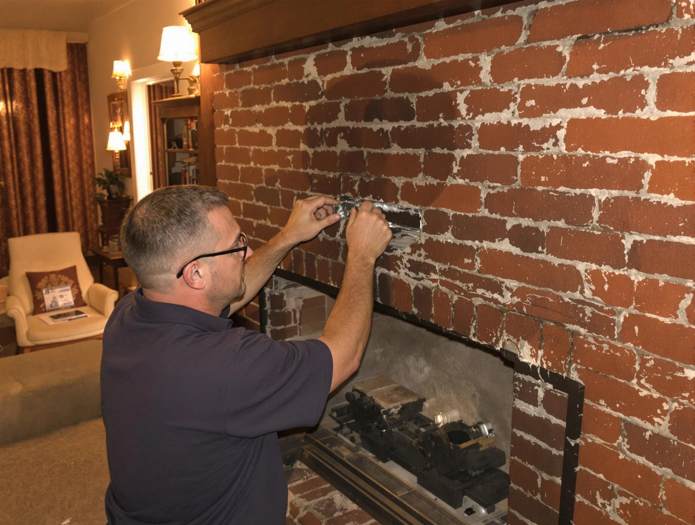 Newton Chimney Sweep expert fixing a fireplace in Newton, MA