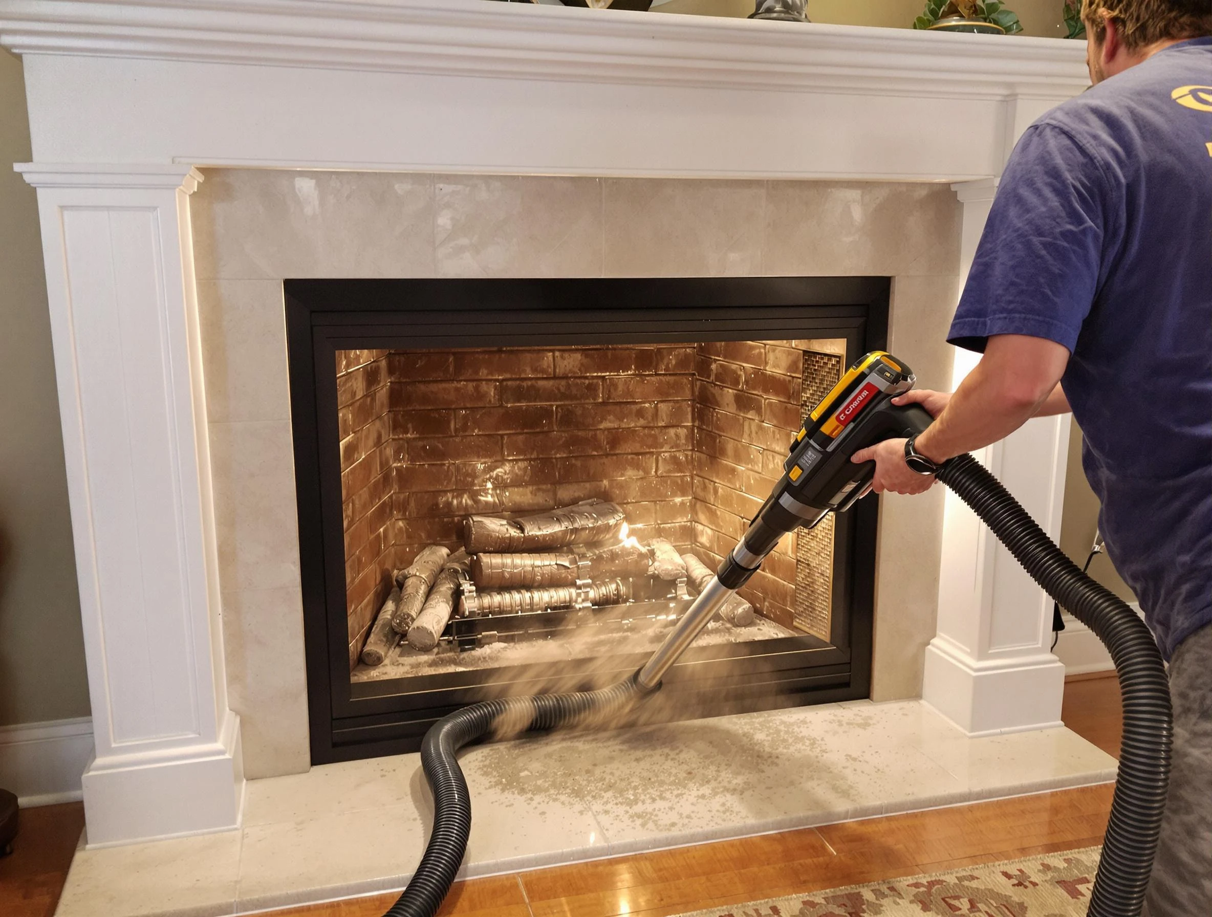 Fireplace cleaning performed by Newton Chimney Sweep in Newton, MA